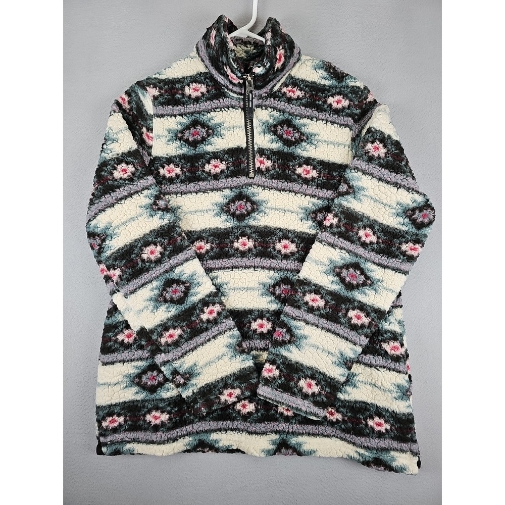 Roper Sherpa Fleece Pullover Women's Medium Aztec Southwestern 1/4 Zip